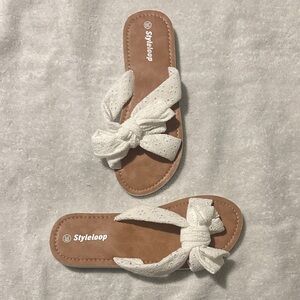 White and Tan Women's Sandals